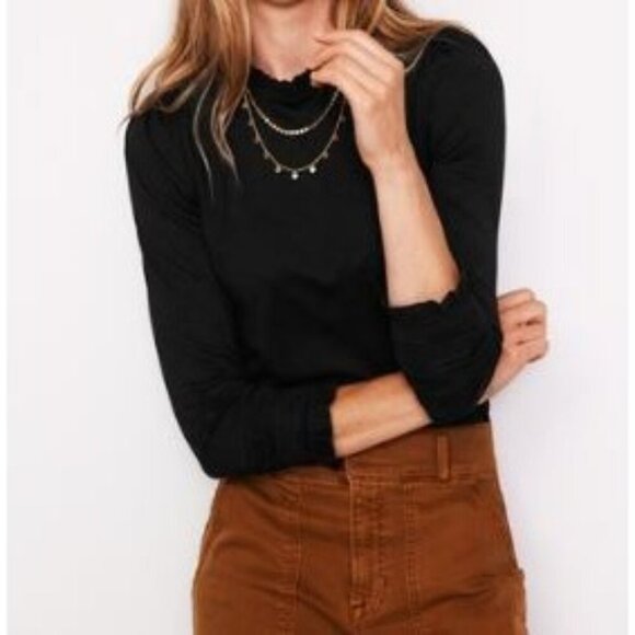 Boden Supersoft Frill Detail Top Women Size 16 / 18 NWT Long Sleeve Blouse Navy - Picture 1 of 15